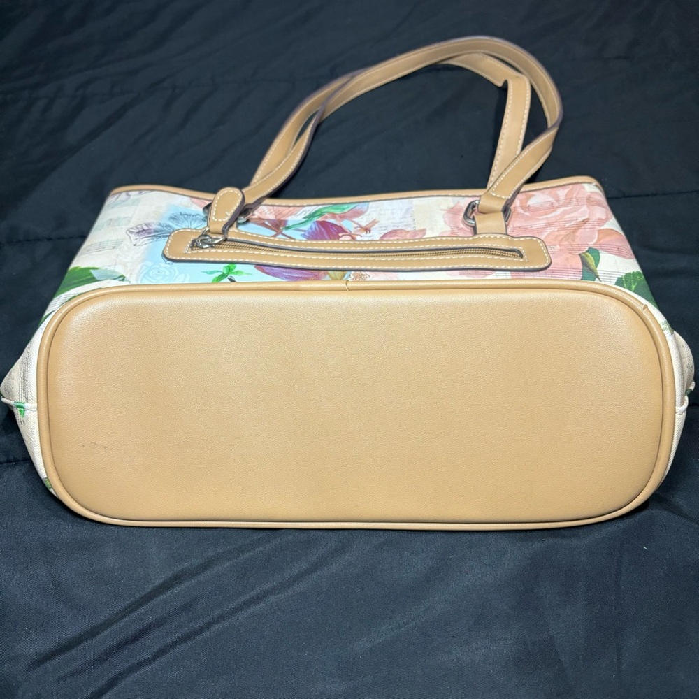 Vintage GIANI BERNINI Colorful Tropical Flower Parrot Print Tote Handbag - Picture 3 of 12